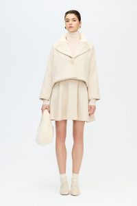 Herringbone Sherpa Jacket Cotton Beige Soft