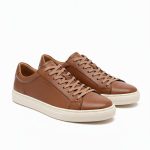 Men's Brown Leather Sneakers Casual Lowtop Trainers Bella