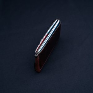 Horween Leather Card Holder Wallet In Burgundy Chromexcel