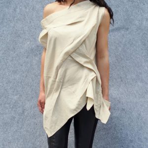 Woman Linen Top/asymmetric Linene Tunic/woman Beige Top/beige Top/woman