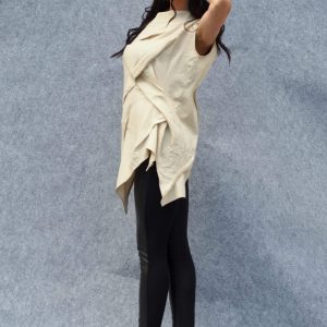 Woman Linen Top/asymmetric Linene Tunic/woman Beige Top/beige Top/woman