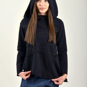 Women Asymmertric Top/women Asymmetric Sweatshirt/black Blouse/black Hoodie