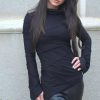 Black Asymmetric Women S Top Elegant Long Sleeve