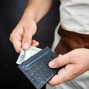 Black Alligator Card Holder Leather Wallet For 6