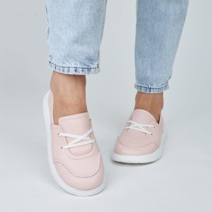 Pink Lace Up Trainers For Woman Soft Sole
