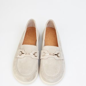 Stylish Beige Loafers Handmade Women's Suede Comfortable Grounding