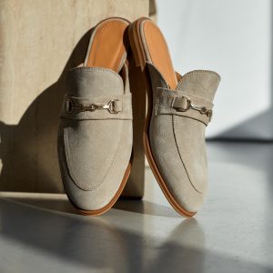 Brown Suede Leather Mules Stylish Slip On Loafers