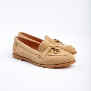 Comfortable Casual Moccasins Beige Suede Loafers For Women