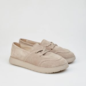 Women's Laced Leather Stone Keds Taupe Greige Color