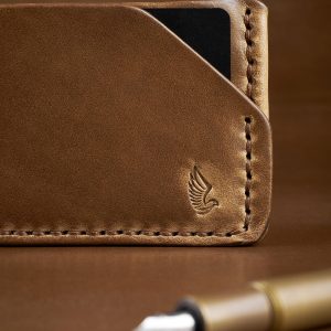 Horween Leather Card Holder Wallet In Natural Chromexcel